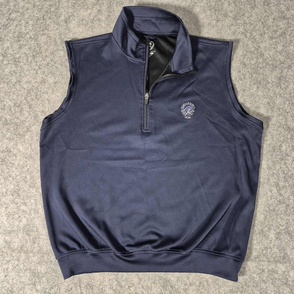 Zero Restriction Vest Mens Medium Navy Blue Tour Series Golf Quarter Zip Stretch